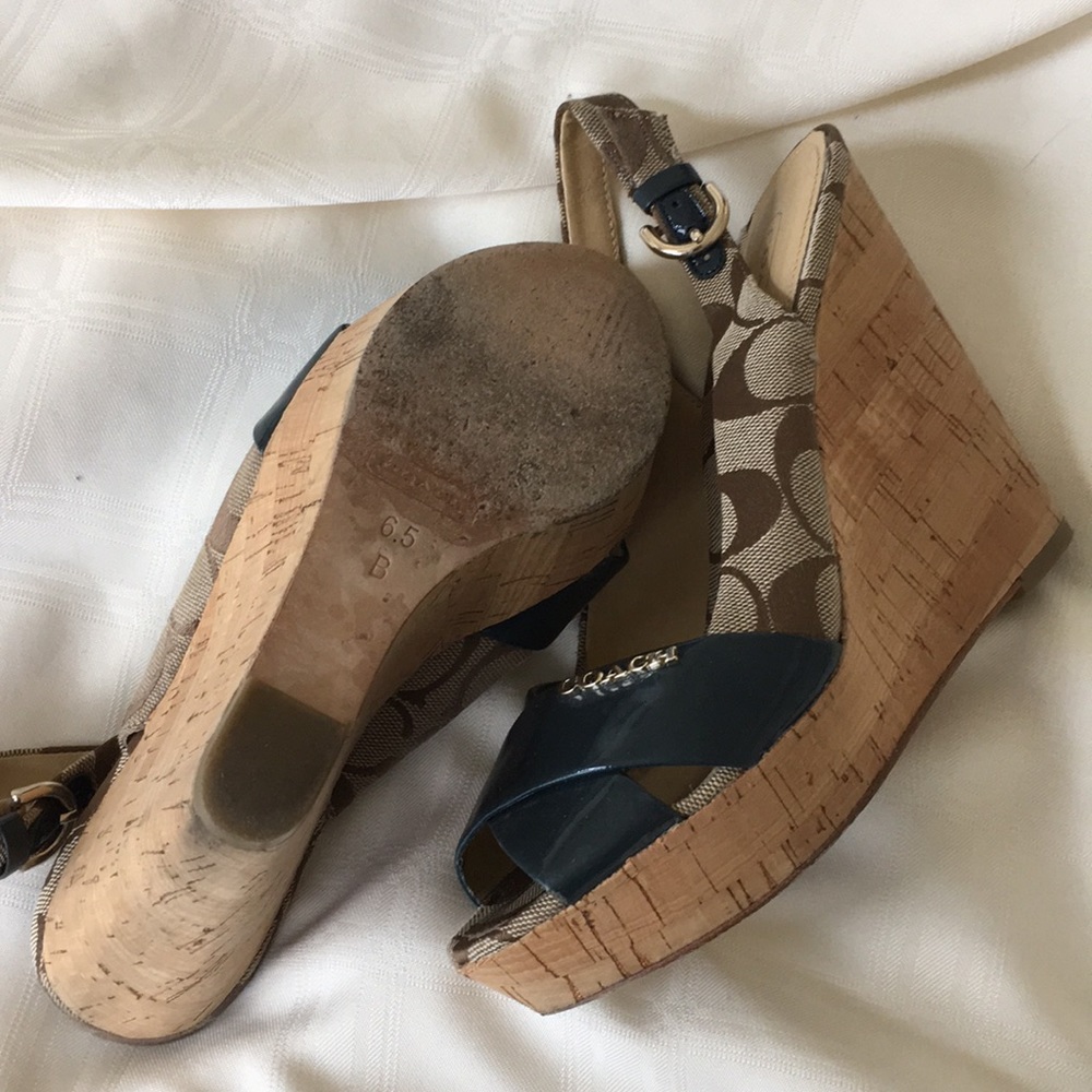 Coach Signature Heeled Wedge Sandals - Picture 2 of 3